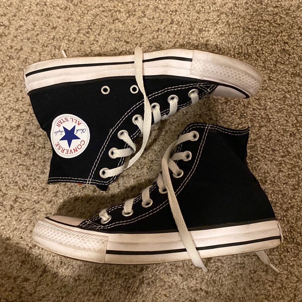 Black high top converse size 6.5 women’s